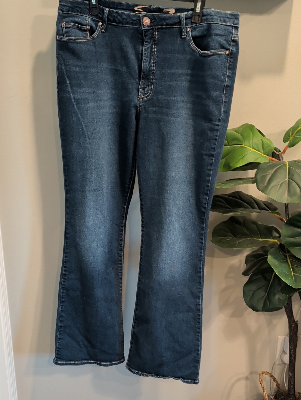 7 For All Mankind Dark Blue Slim Flare Bottom Jeans